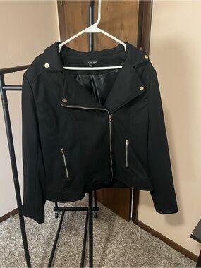 Plus size Black Jacket with Gold Hardware Accents